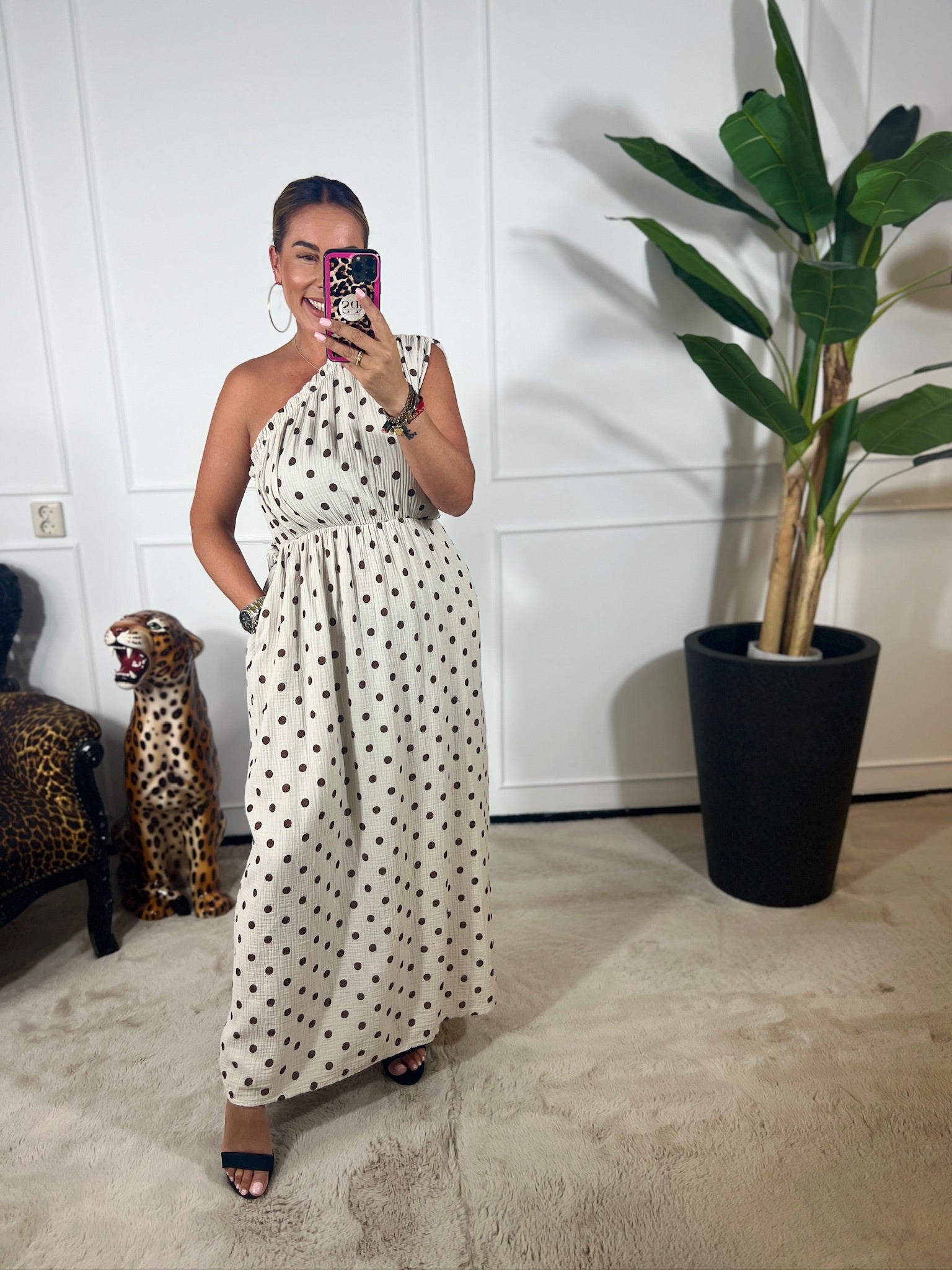 DOTTY ONE SHOULDER DRESS
