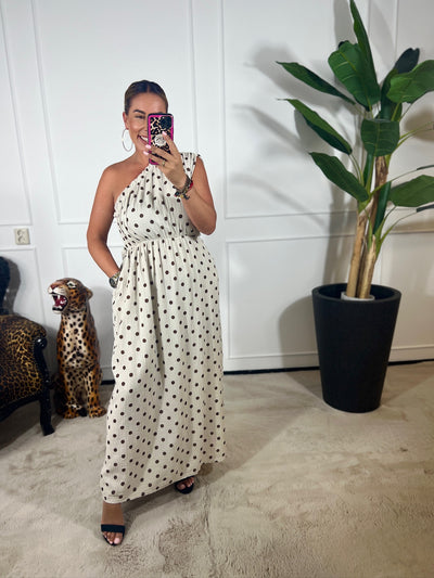 DOTTY ONE SHOULDER DRESS