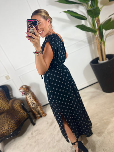 DOTTY ONE SHOULDER DRESS