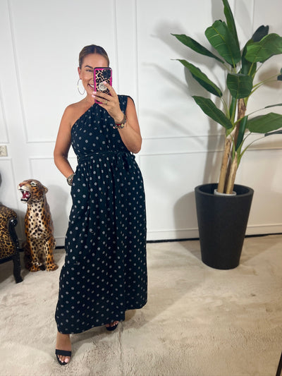 DOTTY ONE SHOULDER DRESS