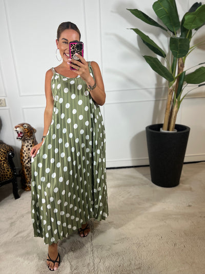 DOLCE DOTS PLISSÉ DRESS