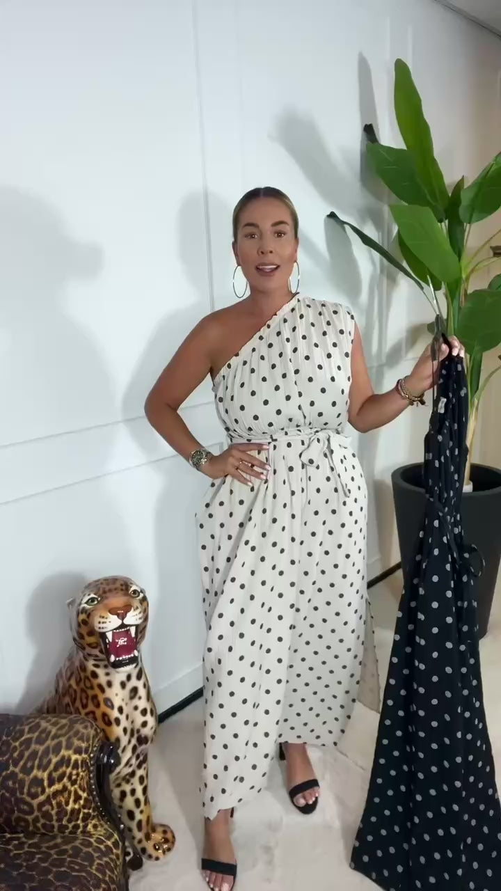 DOTTY ONE SHOULDER DRESS