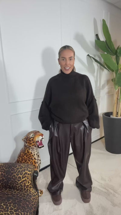 LEATHERLOOK CASUAL PANTALON