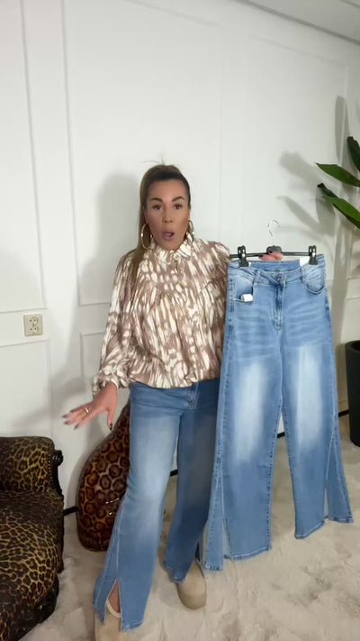 SPLIT STRETCH JEANS - 5148 + VIDEO