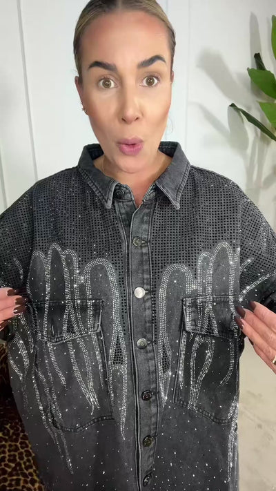 STRASS DENIM BLOUSE